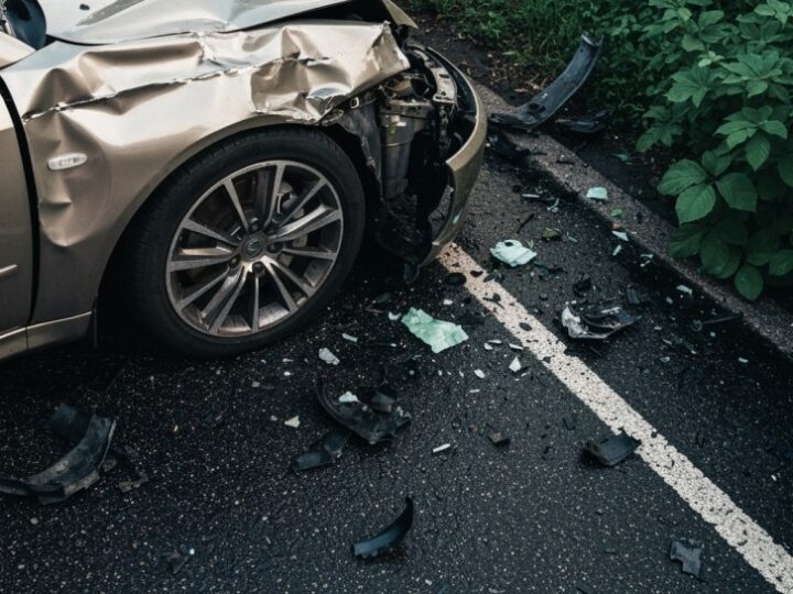 Wypadek na DK22: Volkswagen zderzył się z ładowarką, kierowca ranny