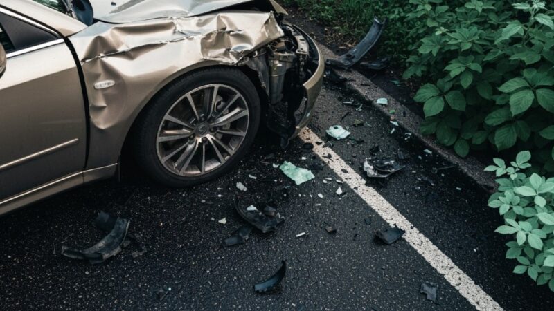 Wypadek na DK22: Volkswagen zderzył się z ładowarką, kierowca ranny