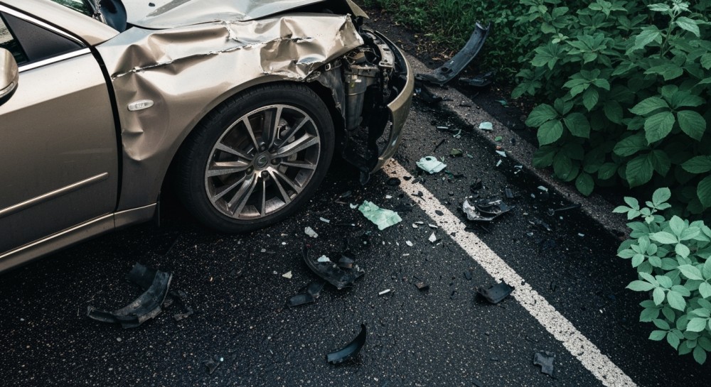 Wypadek na DK22: Volkswagen zderzył się z ładowarką, kierowca ranny